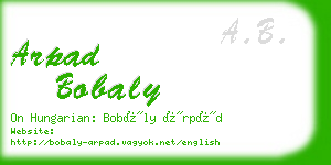 arpad bobaly business card
